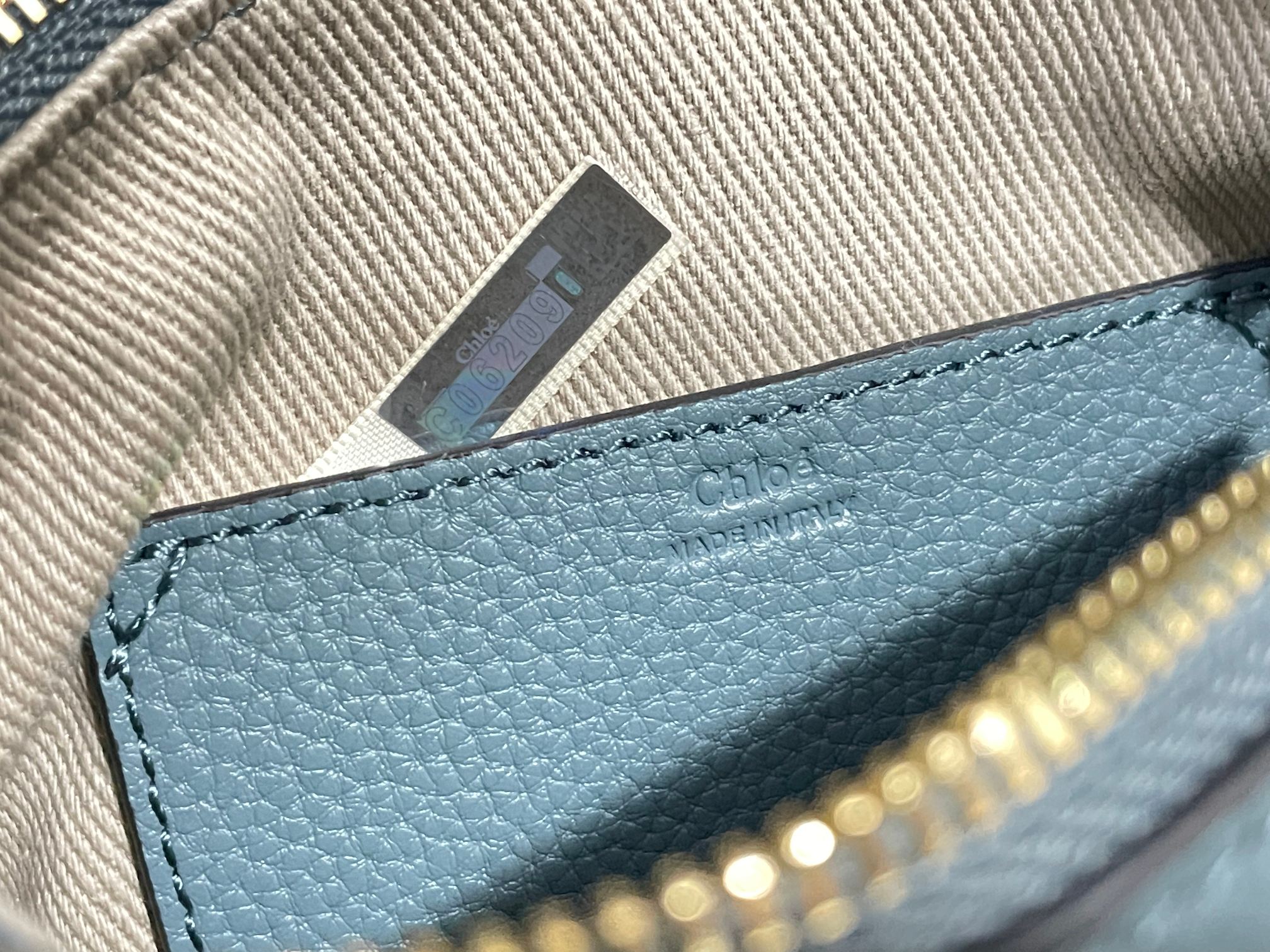 Chloe Mini Marcie Bag In Light Blue Grained Leather